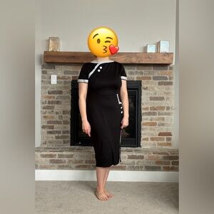Tatyana Black and White Midi Dress